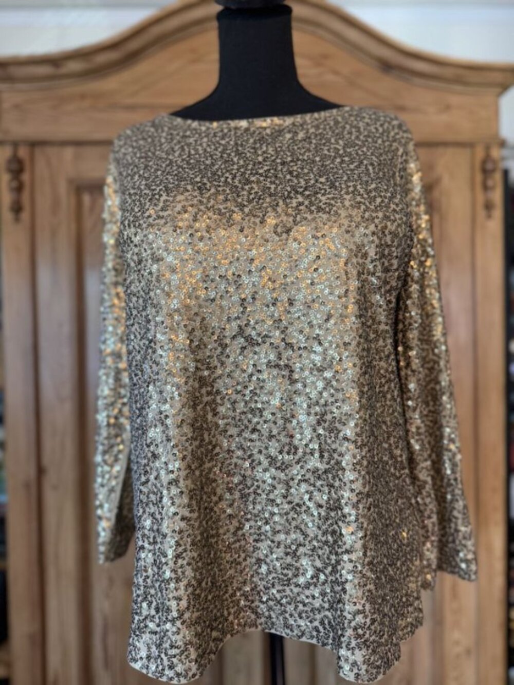 J.Crew Gold Sequin Long Sleeve Tunic Top Size XXL